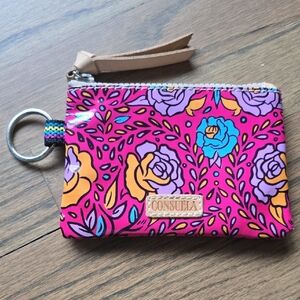 Consuela Molly Wristlet Pink and Yellow Floral Keychain Pouch